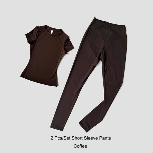 Women's Yoga Workout Set with Leggings and Crop Top